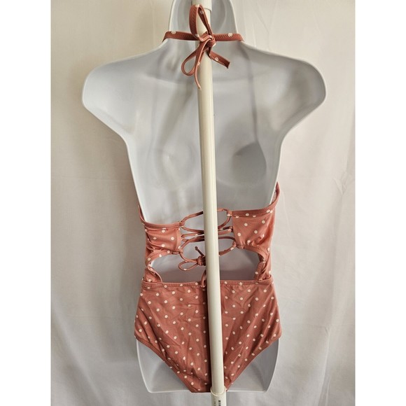 Shade & Shore Swimsuit Womens Pink Polka Dot One Piece Bathing Suit Size 36C - Picture 5 of 8